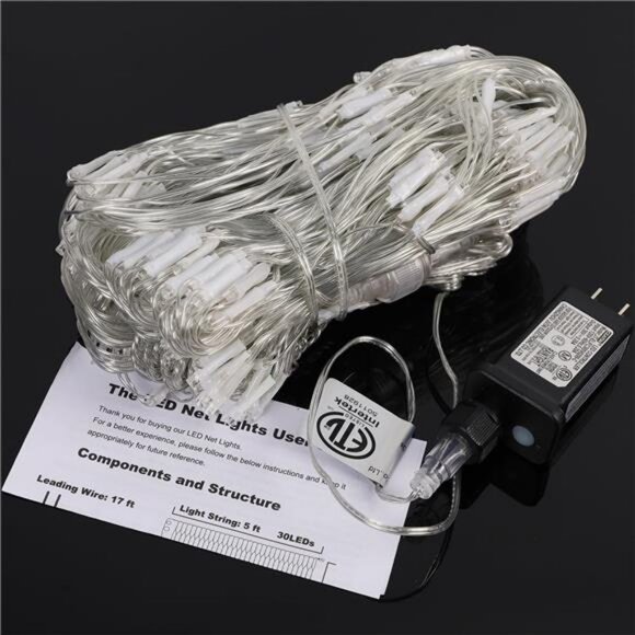 Outdoor Christmas Net Lights, 12FT x 5FT 360 LED Mesh String Light with 8 Mode - Picture 7 of 8